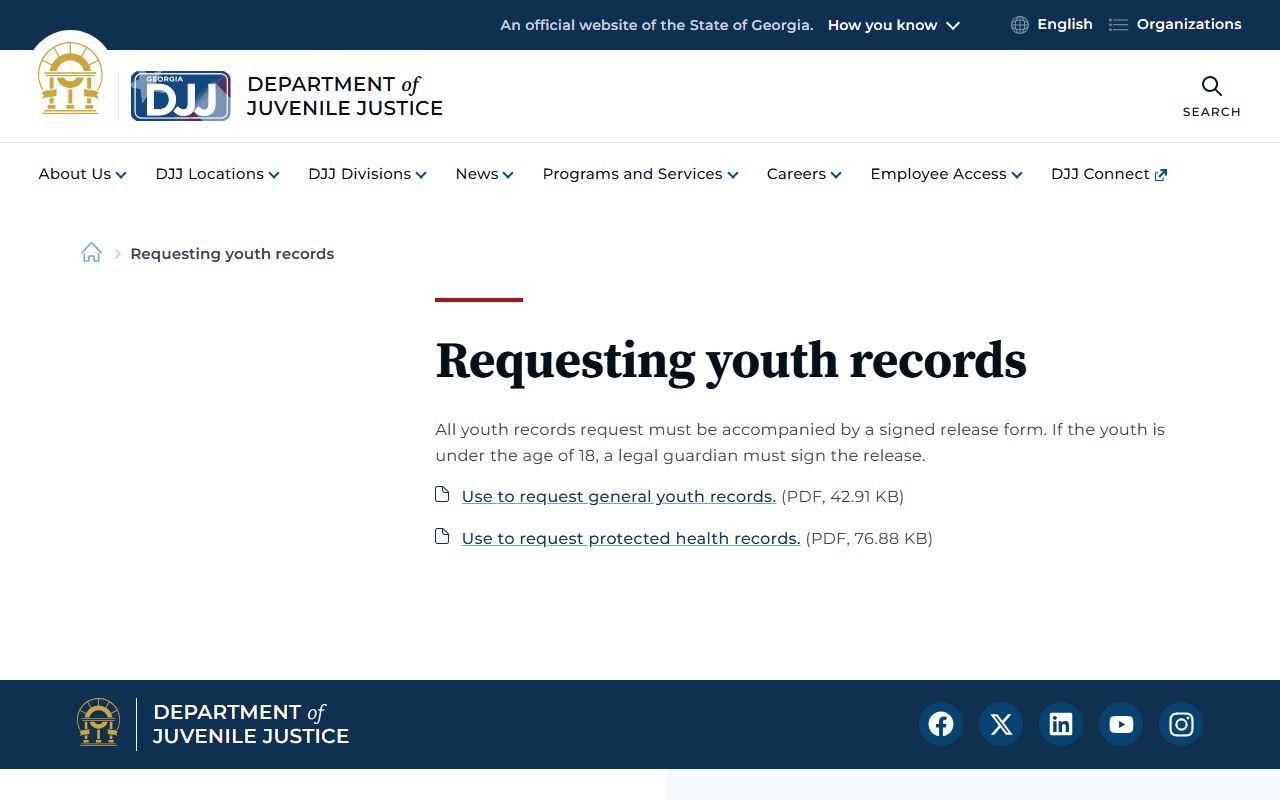 Seminole County criminal court records DJJ youth records request guidance