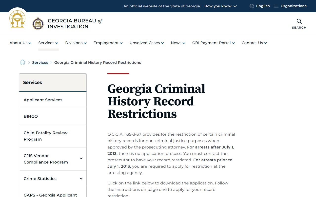 Seminole County criminal court records GBI record restriction guidance