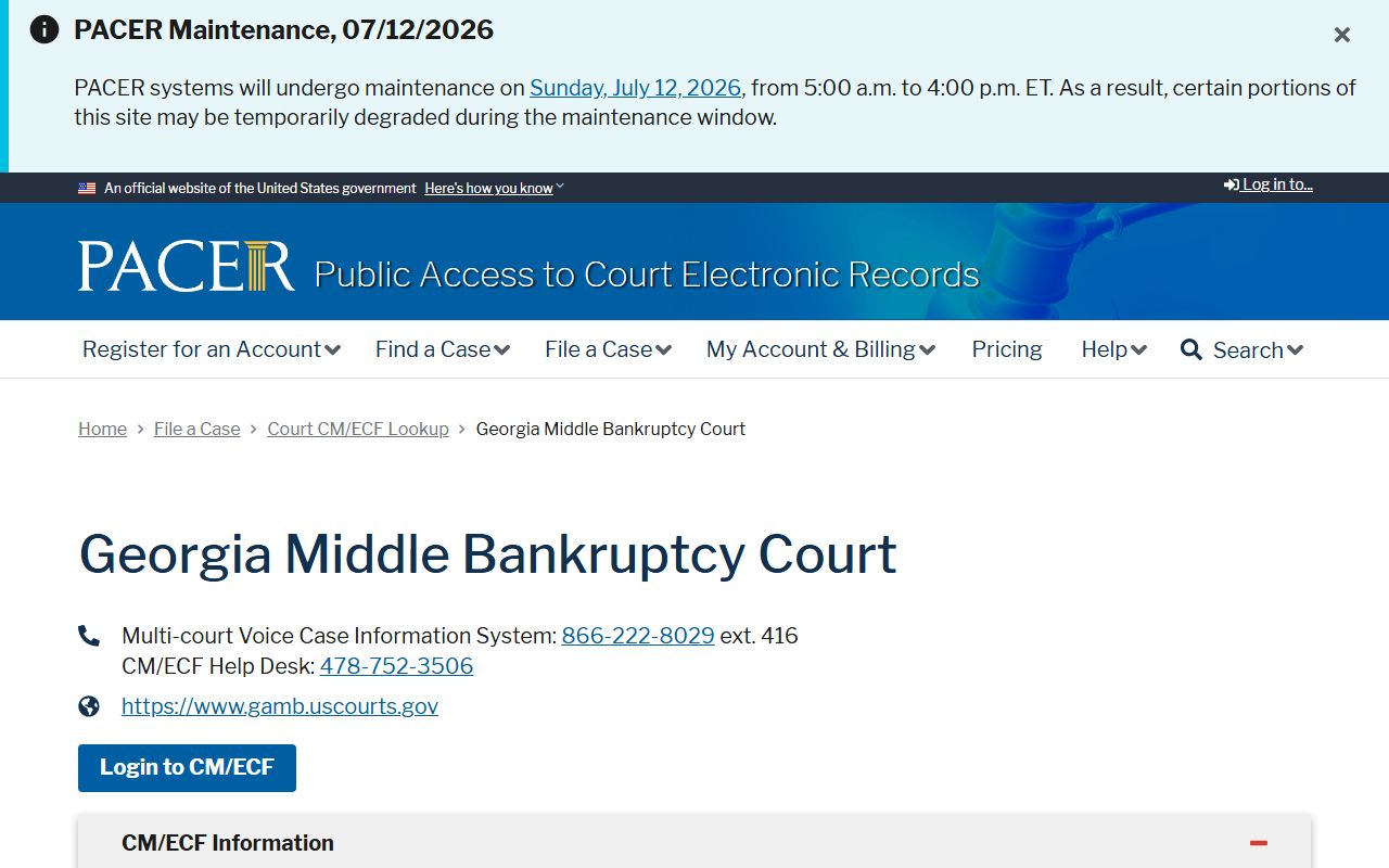 Seminole County Superior Court PACER bankruptcy CM ECF lookup source