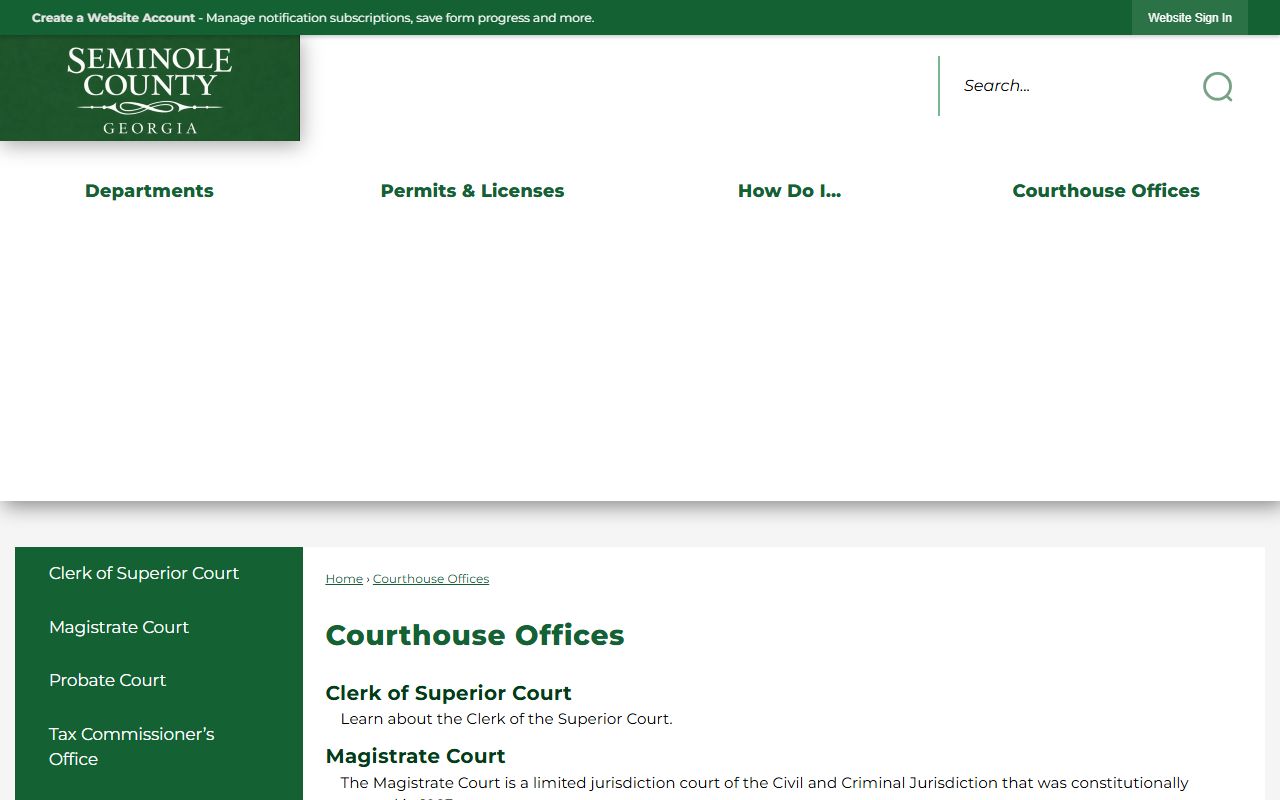 Seminole County court records courthouse offices page