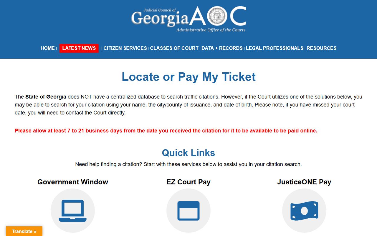 Seminole County traffic court records Georgia ticket locator guidance